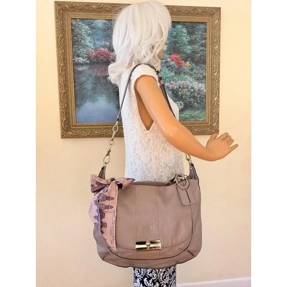 Coach Kristin taupe pinnacle Leather Hobo Crossbody Shoulder Bag Handbag 16823